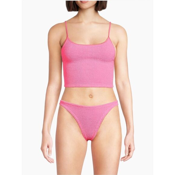 Hunza G Crinkle-Effect Scoopneck Bikini in Bubblegum One Size $240 - Picture 2 of 7